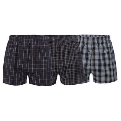 The Collection Set of three grey checked print woven boxers